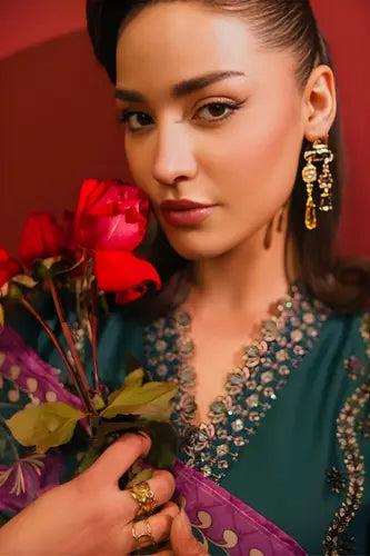 Teal & Magenta Embroidered Formal Wea