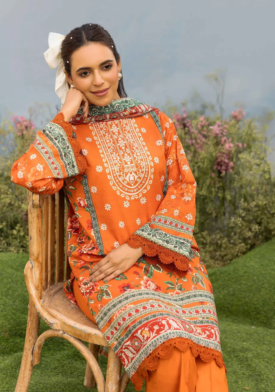 Saffron Sunset – Embroidered 3-Piece Unstitched Lawn Suit