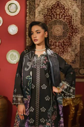 Black Geometric Embroidered Formal Pret
