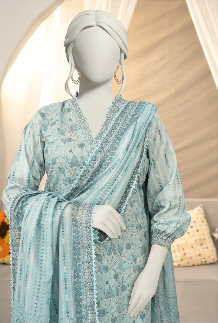Frosted Teal – Premium Unstitched Lawn Collection