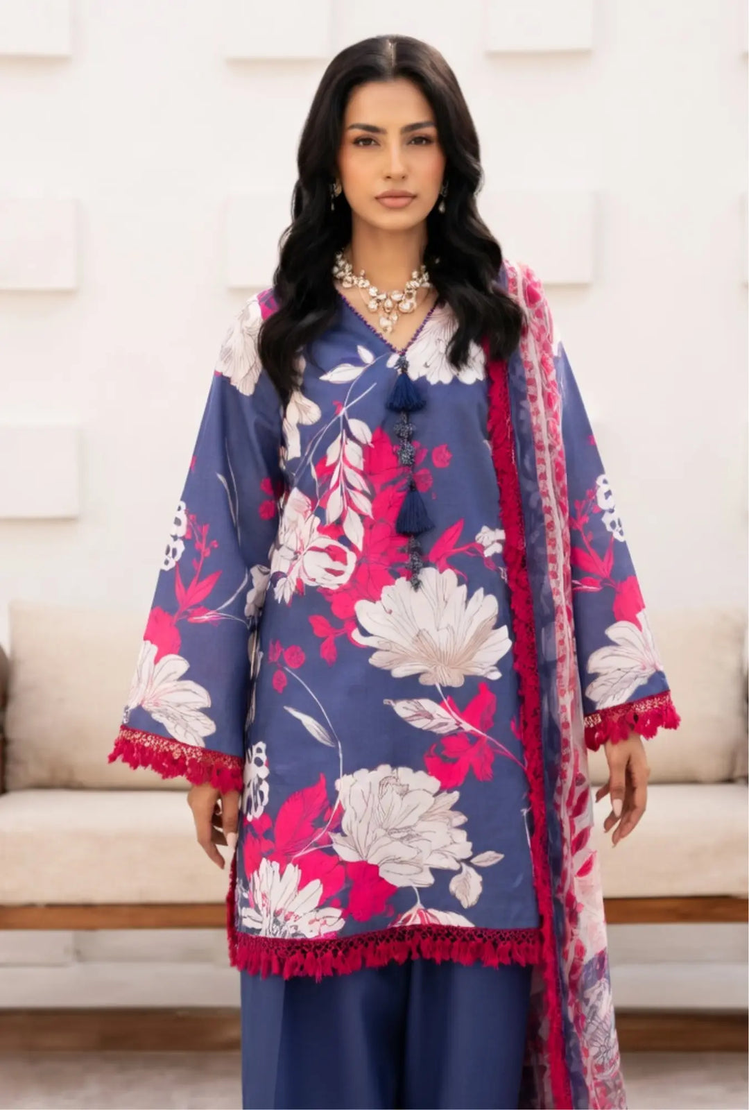 Indigo Flora Piece Unstitched Lawn Suite