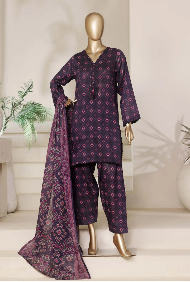 Amethyst Geometry – 3-Piece Printed Unstitched Lawn Suit