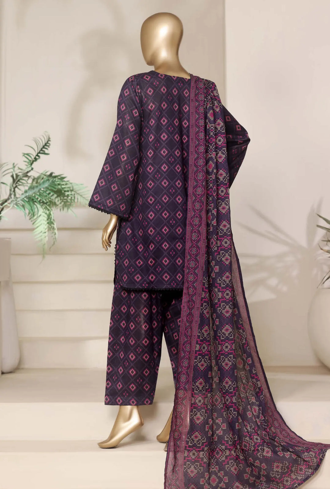 Amethyst Geometry – 3-Piece Printed Unstitched Lawn Suit