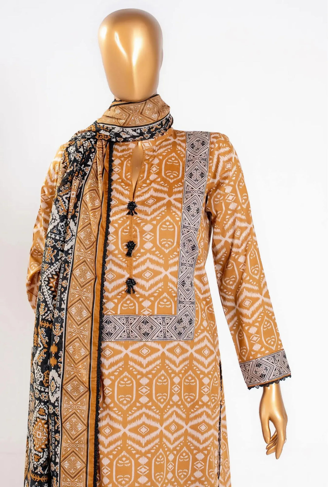 Golden Ochre – 3 Piece Unstitched Printed Lawn Suit
