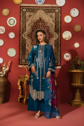 Indigo Blue Luxe Embroidered