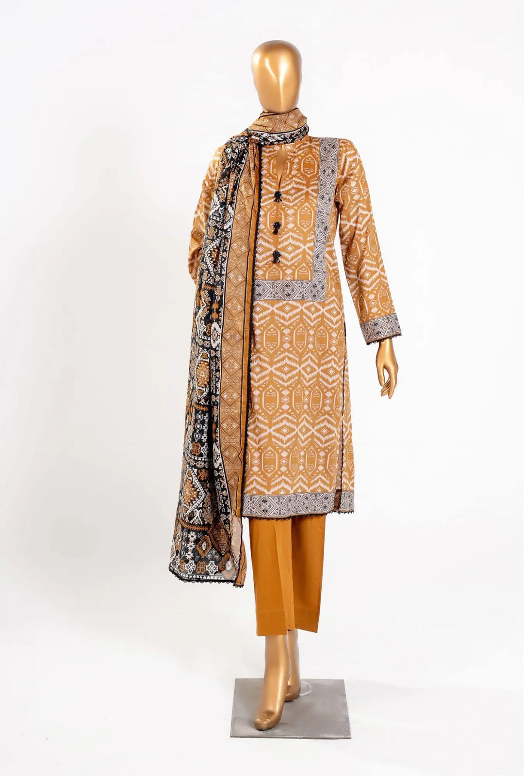 Golden Ochre – 3 Piece Unstitched Printed Lawn Suit