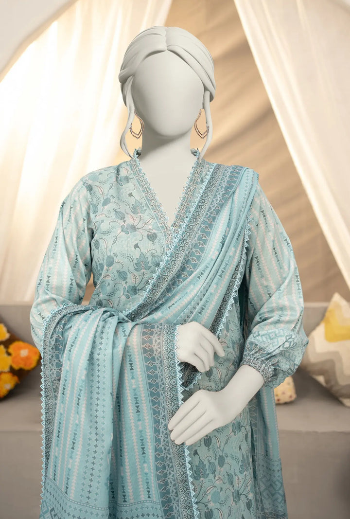 Frosted Teal – Premium Unstitched Lawn Collection