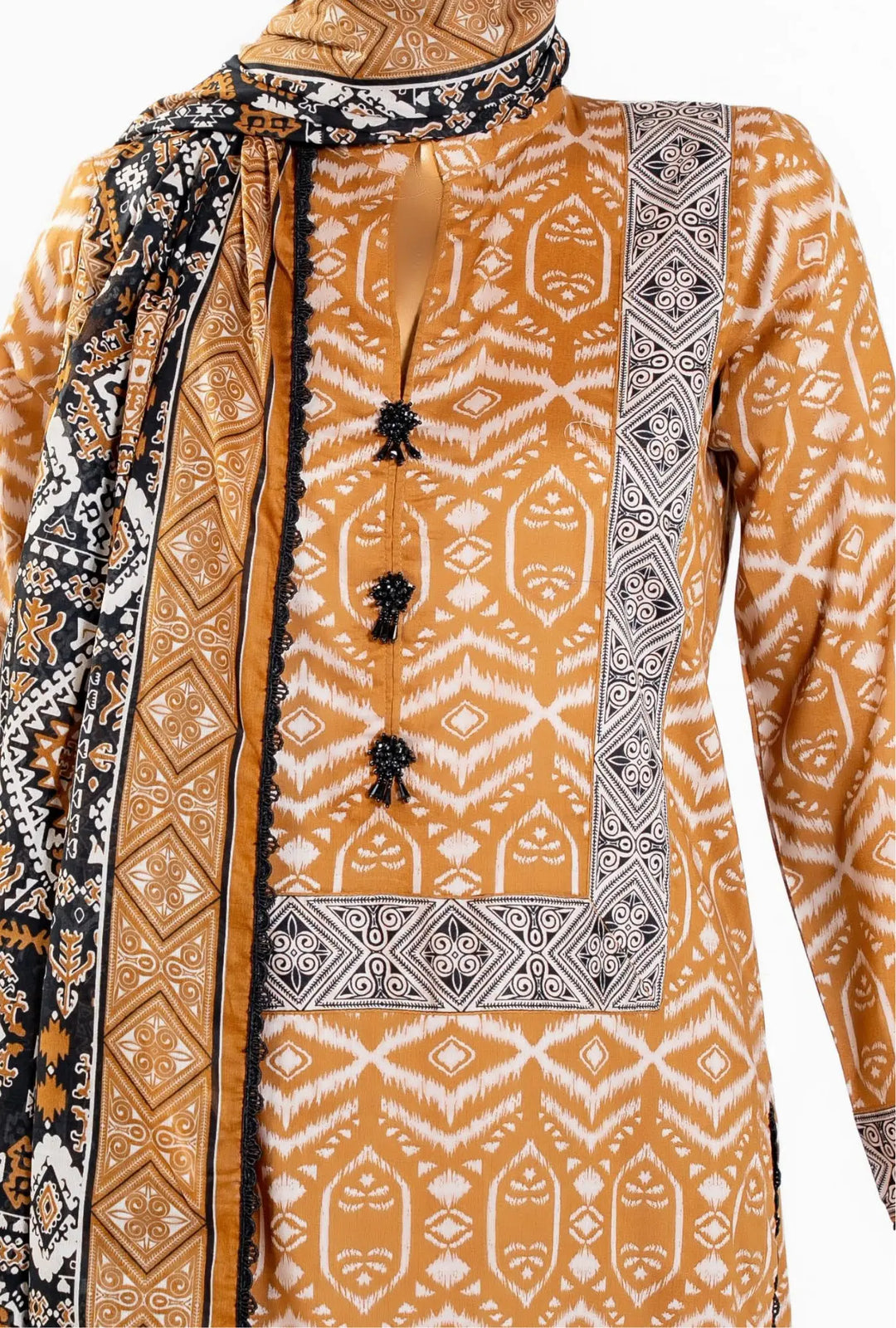 Golden Ochre – 3 Piece Unstitched Printed Lawn Suit