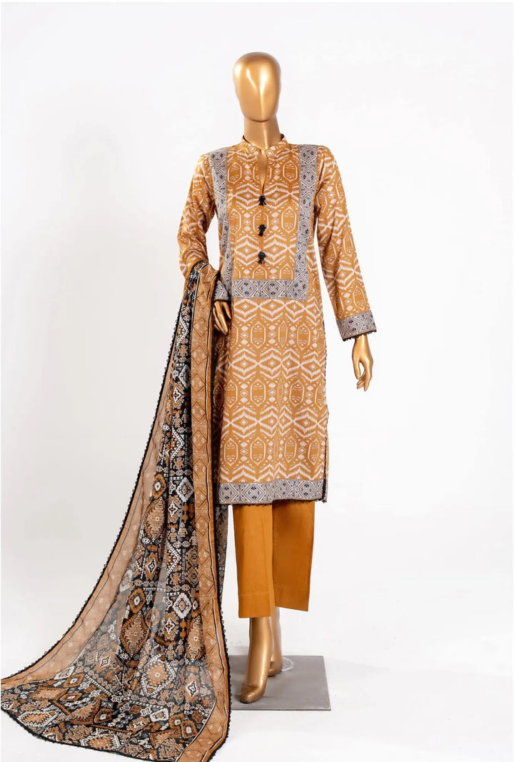 Golden Ochre – 3 Piece Unstitched Printed Lawn Suit