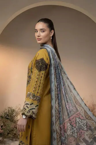 Mustard Gold Embroidered 3-Piece Suite