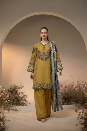 Mustard Gold Embroidered 3-Piece Suite