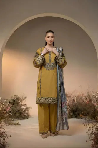 Mustard Gold Embroidered 3-Piece Suite