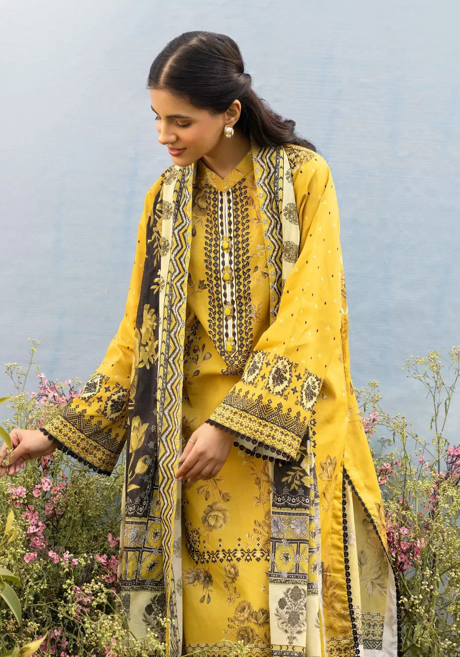 Golden Ochre – Premium Printed 3-Piece Unstitched Lawn Suit