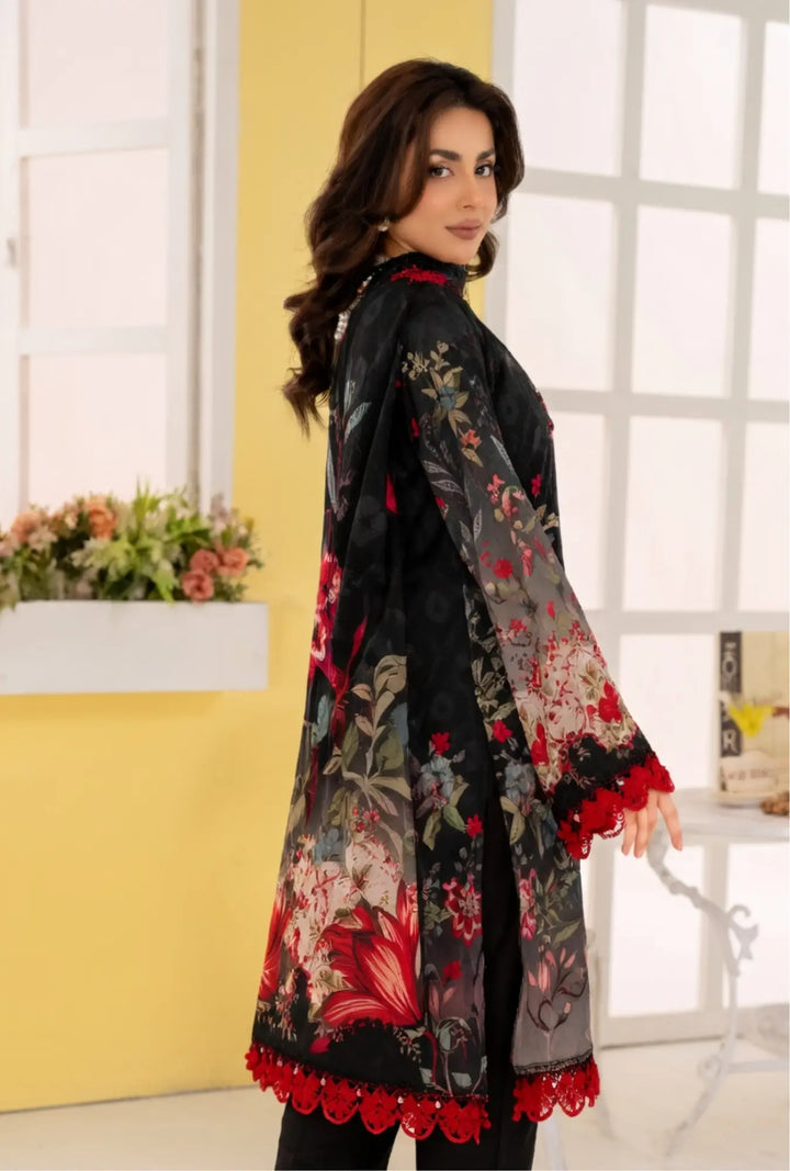 Midnight Bloom 3-Piece Unstitched Embroidered Lawn Suit