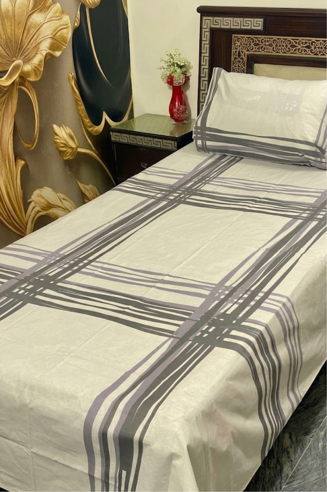 Linear Checks Single Cotton Bed Sheet