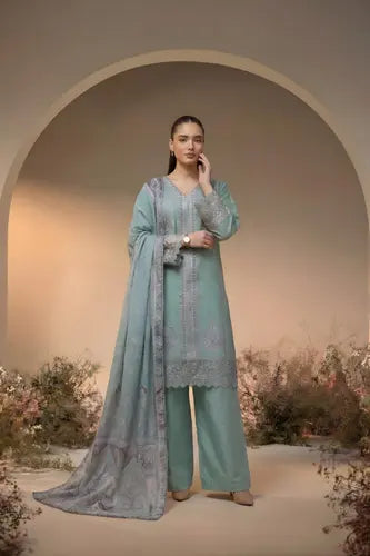 Elegant Mint Mist Embroidered Lawn Suite