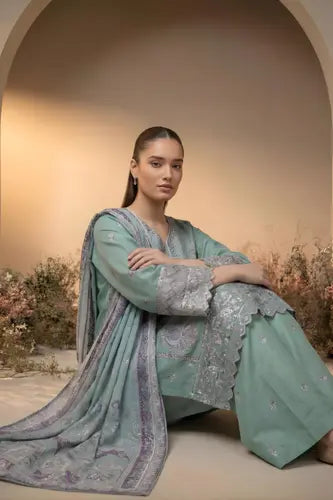 Elegant Mint Mist Embroidered Lawn Suite