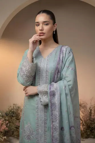 Elegant Mint Mist Embroidered Lawn Suite