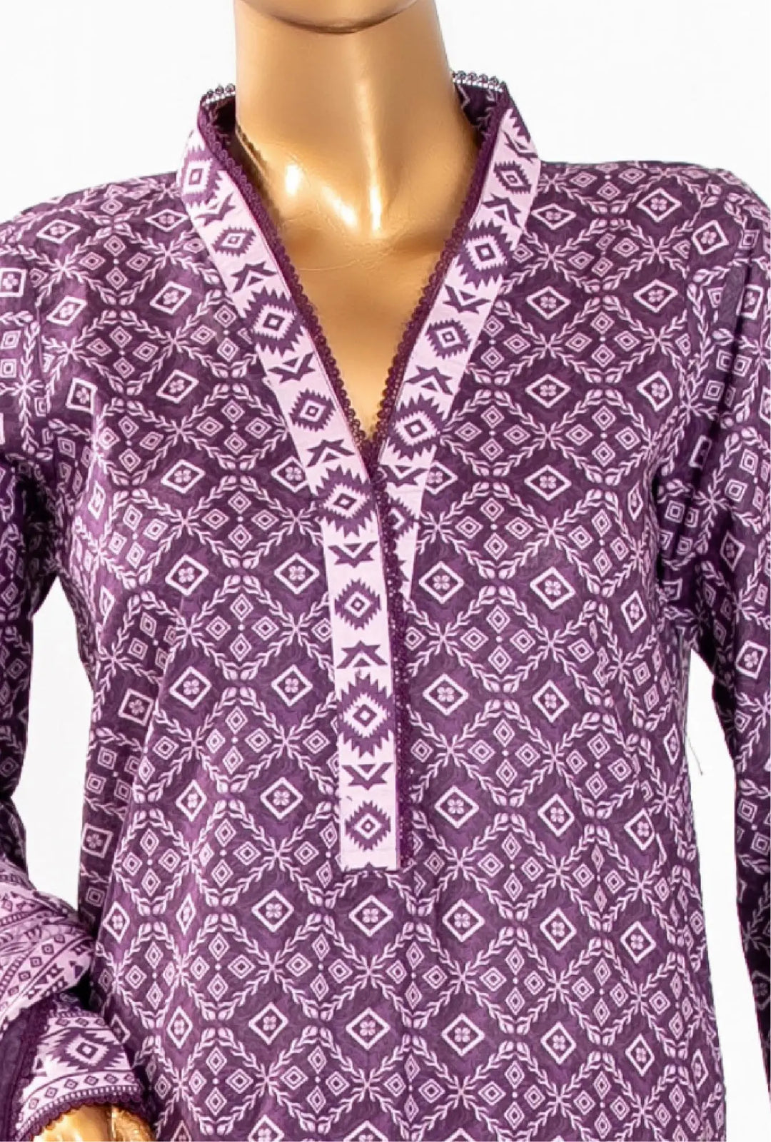 Geometric Violet – Diamond-Print Unstitched Collection