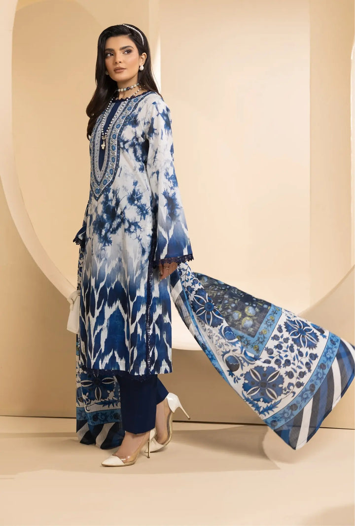 Sapphire Shibori – 3-Piece Printed Unstitched Lawn Suit