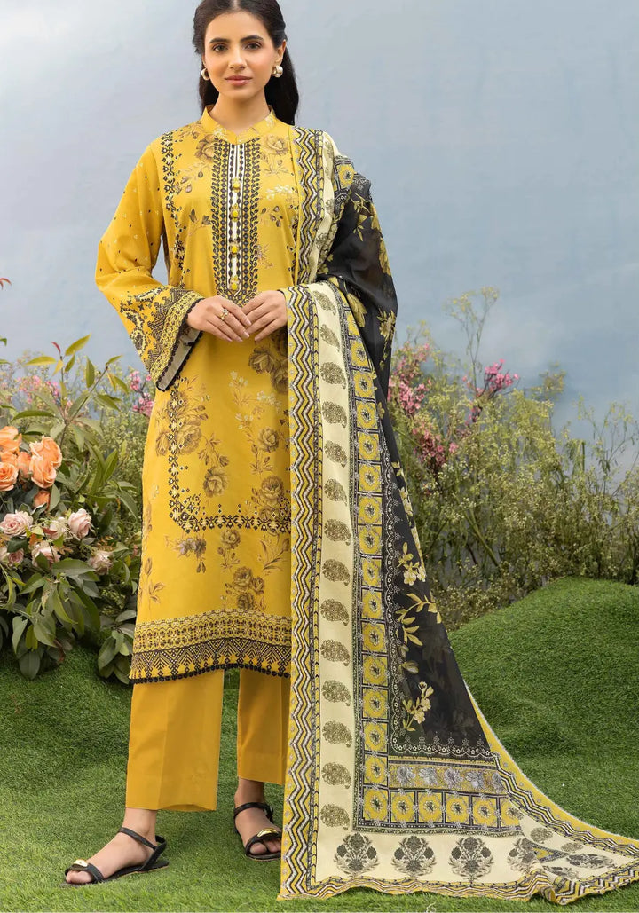Golden Ochre – Premium Printed 3-Piece Unstitched Lawn Suit