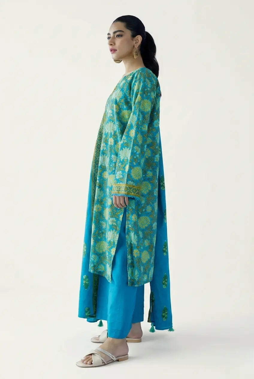 Turquoise Printed Lawn Pakistani Suit