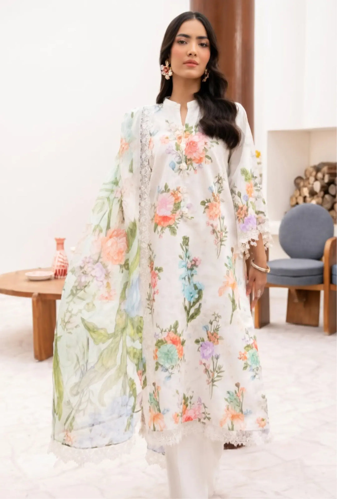 Ivory Blossom – 3-Piece Unstitched