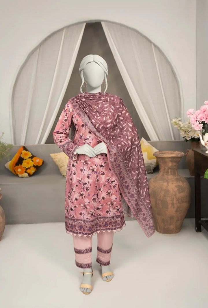 Mauve Meadow – 3-Piece Printed Unstitched Lawn Suit
