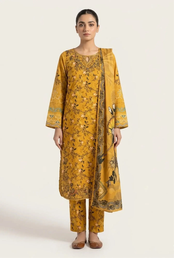 Amber Bloom – Embroidered 3-Piece