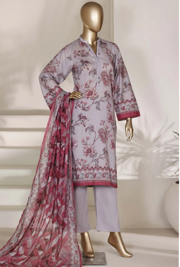 Lavender Rose – 3-Piece Printed Unstitched Lawn Suit