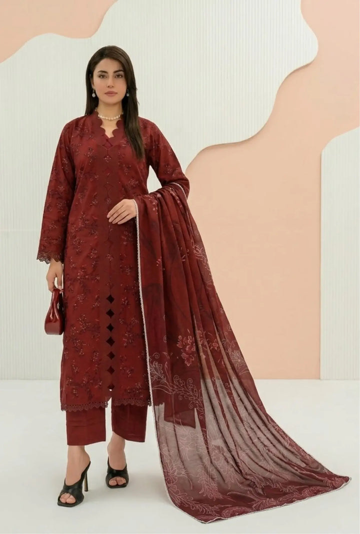 Maroon Majesty 3-Piece Unstitched