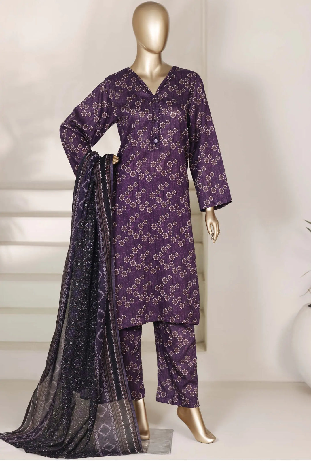 Midnight Violet – Premium 3-Piece Unstitched Lawn