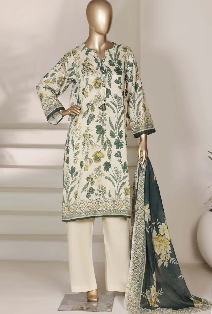 Teal Mosaic – 3-Piece Printed Unstitched Lawn Suit