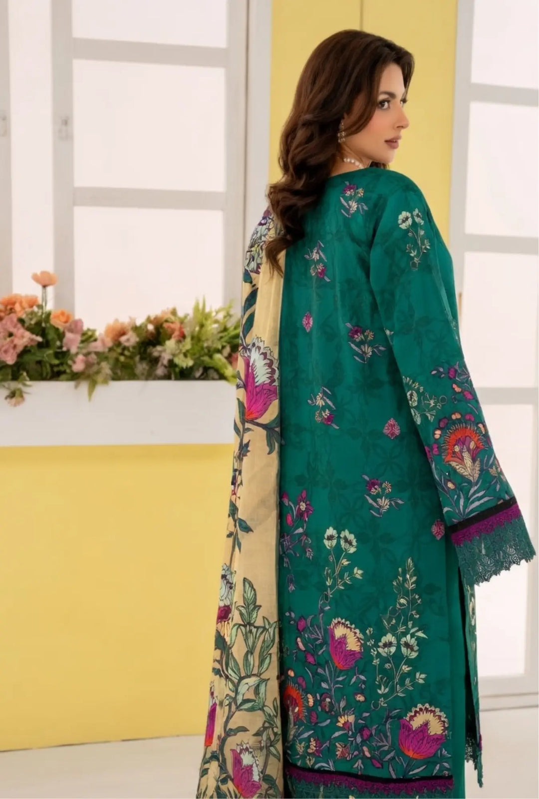 Emerald Blossom 3-Piece Unstitched Embroidered Lawn Suit
