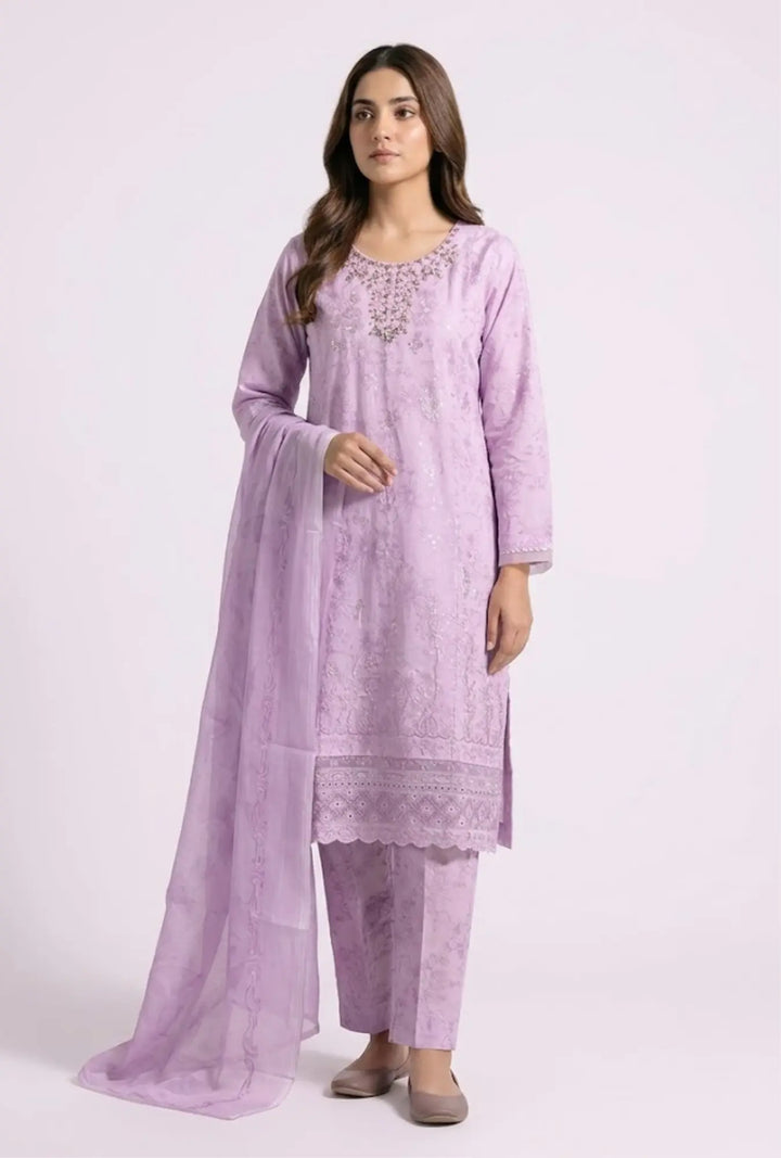 Amethyst  3-Piece Stitched Lawn Suit