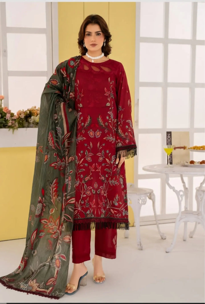 Crimson Vine 3-Piece Unstitched Embroidered Lawn Suit