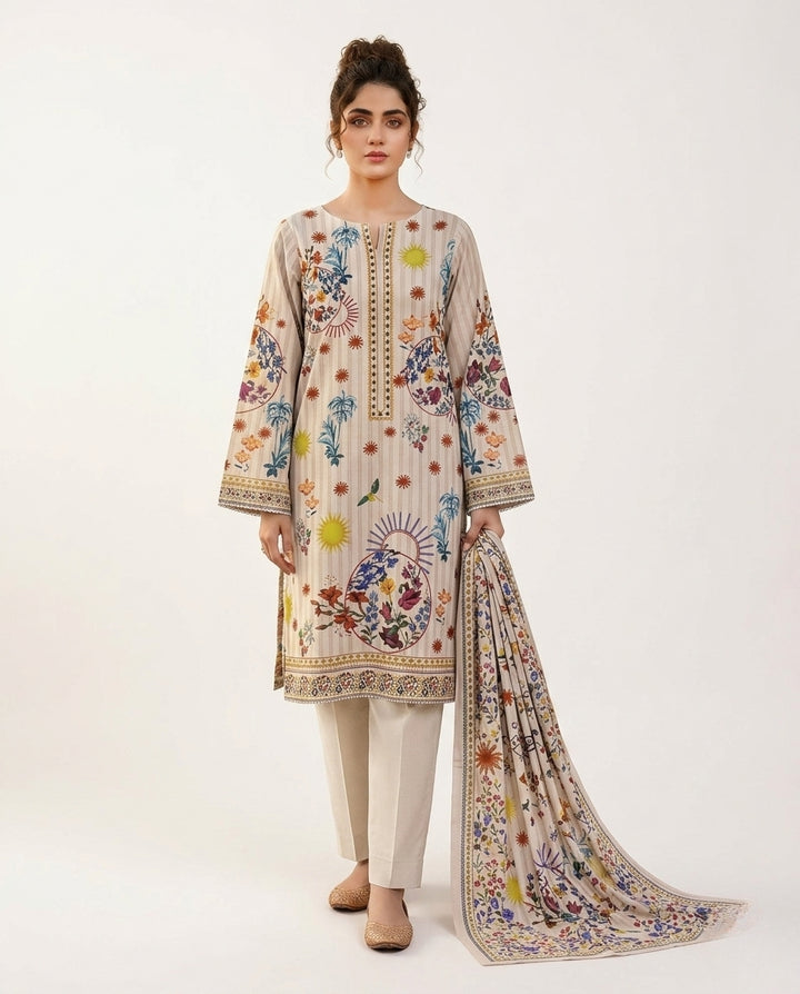 Lawn Suit with Voile Dupatta