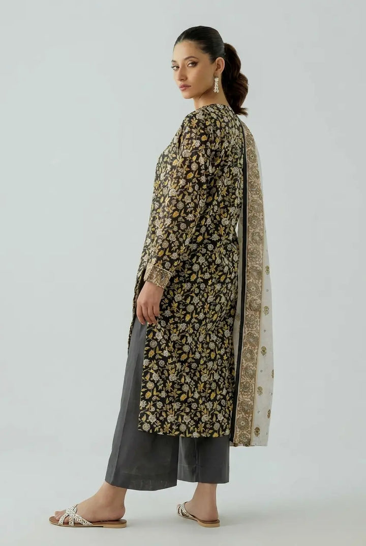 Black & Gold Printed Lawn Suit