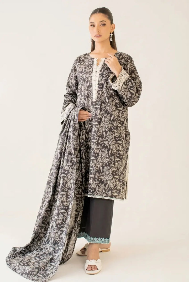 Black Printed Lawn Suit