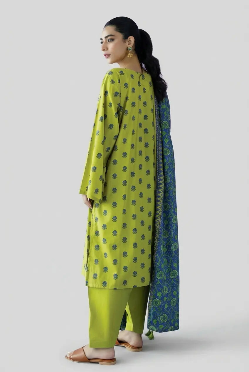 Lime Green Printed Lawn Pakistani Suit